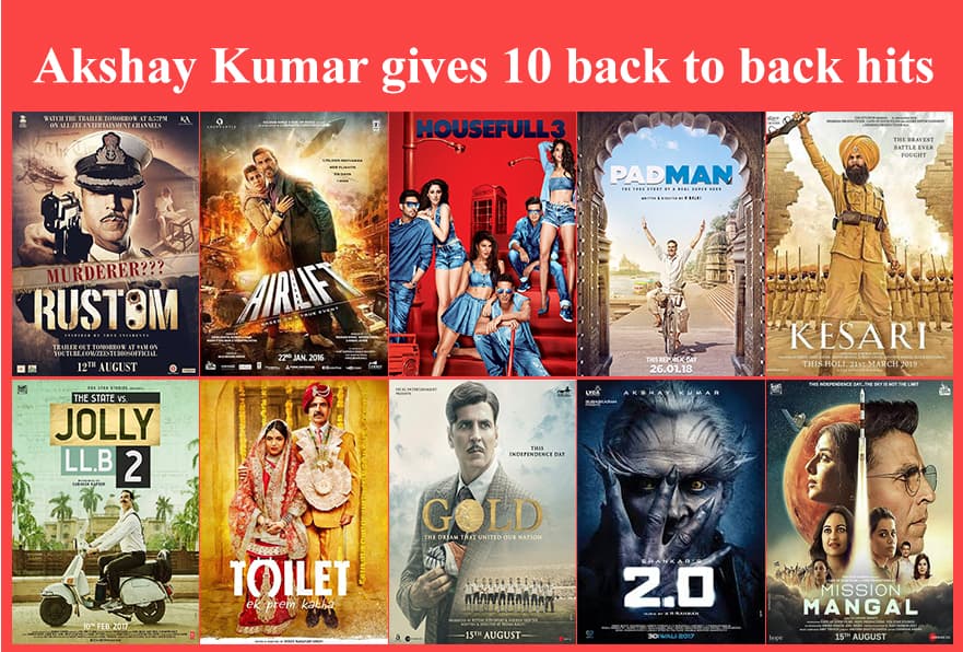 Akshay Kumar gives 10 back to back hits