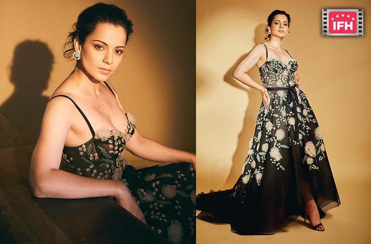 Kangana Ranaut Stuns In A Sheer Black Floral Dress For Dhaakad Premiere